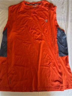 Champion Orange Sleeveless Performance Tank with Gray Side Panels